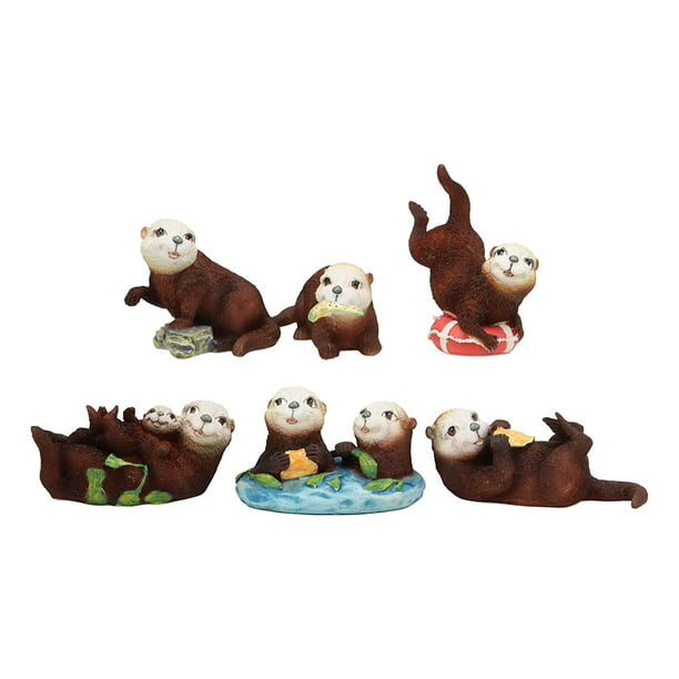 Collectible Figurine Statue Sculpture Figure Set of 6 YTC Sea Otters 